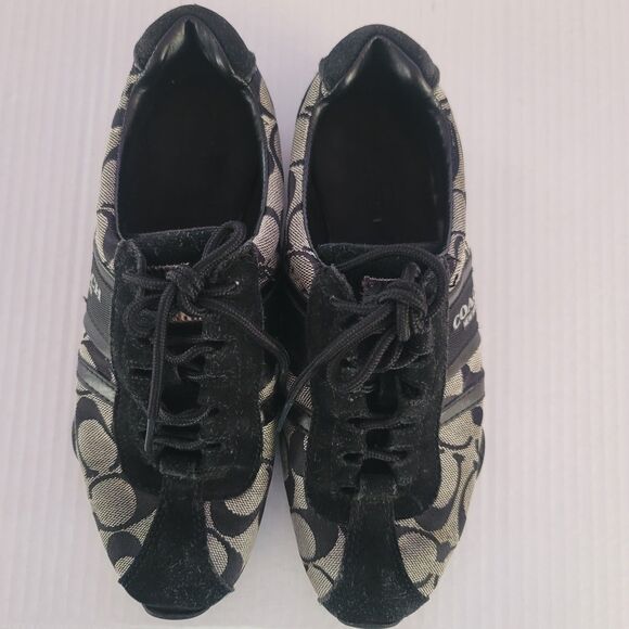 COACH NEW YORK Women's Shoes Remonna Size 6B Canvas Monogram w/ Suede Upper - Picture 3 of 13